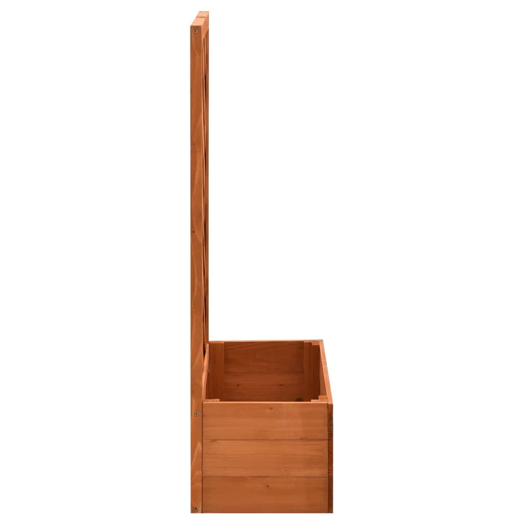 Donica ogrodowa z kratką, 50x25x90 cm, solidna skrzynia na kwiaty z drewna jodłowego z ramą wspinaczkową, jaskrawopomarańczowa donica zewnętrzna na taras, balkon i do ogrodu