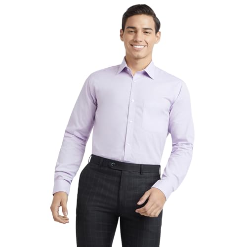 Image of Raymond Men Slim Fit Solid Pattern Pure Cotton Semi Cutaway Collar Full Sleeve Formal Shirt