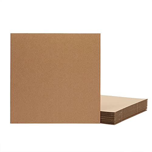 24 Pack Corrugated Cardboard Sheets 12x12, Flat Square Card Board