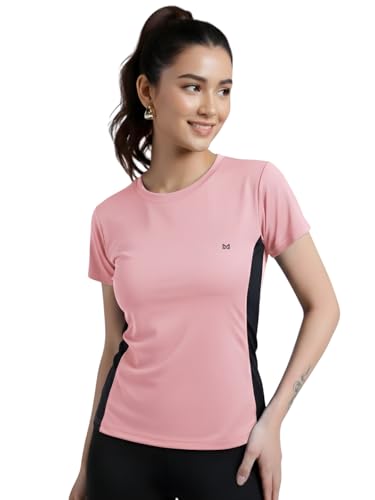 Image of White Moon Gym Tshirt for Women Workout Dry Fit t Shirt Sports Tshirt | Gym Tops for Woman | Lightweight Round Neck Breathable Half Sleeve Activewear Running Yoga Tops for Woman