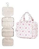 Narwey Bolsa de Aseo Bolsa de Maquillaje de Viaje Organizador de Cosmético Neceser Maquillaje para Mujeres y Niñas (Lazo y Flor(Mediano))