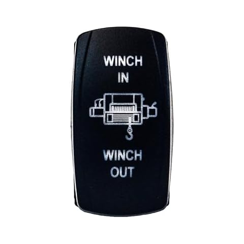 OZ-USA Winch in Out Momentary Rocker Switch Blue LED Laser-Etch for UTV Truck Boat Dash RV Compatible with Polaris RZR Can-Am Talon Pioneer YXZ Cover