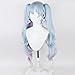 XiongXiongLe Rabbit Hole Cosplay Mikuwig Women Halloween Costume Blue Pink Purple White Cute Double Ponytail Curly Wave Synthetic Hair Wigs for Women Adult Cos Party Christmas Comic