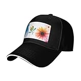 BLWSLC Gorra de béisbol para hombre, con ala curvada, diseño de hojas de flores, color negro, para viajes, fitness y senderismo, color negro, Negro, Talla única
