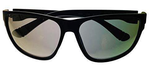Fila Mens Matte Black Rectangle Plastic Wrap Sunglass, Flash Lens SF9337. U28G4