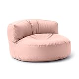 Lumaland Pouf Lounge - 90 x 50 cm avec dossier - Pour l'intérieur et l'extérieur - Imperméable et robuste - Avec rembourrage en polystyrène expansé adaptable - Housse lavable - Rose pastel