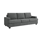 AC Pacific Thomas 3 Seater Sofa, Modern Couch with Fabric Upholstery, Plush Cushions, Sturdy Wooden Frame, Contemporary Living Room Furniture for Home or Apartment, Grey