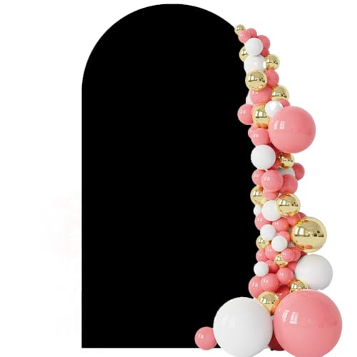 CREATCABIN Cubierta de Arco de Boda Negra Ajustable Cubierta de Fondo Gruesa de Poliéster Elástico para Arco de Boda Fiesta de Cumpleaños Ceremonia Banquete Fotografía Decoración de Fondo de 220x120cm
