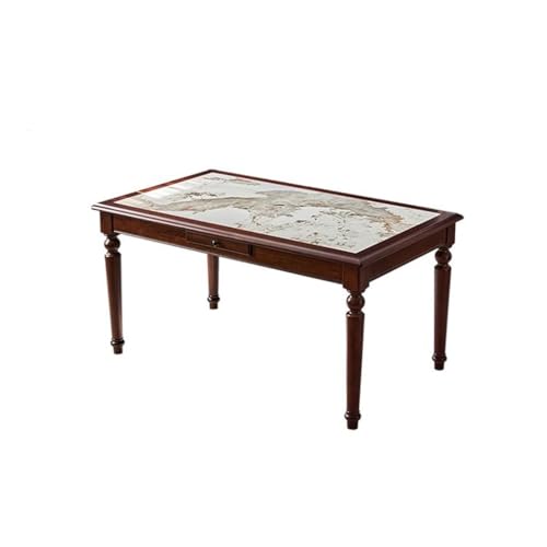 IMEITE Mesa De Reuniones De Oficina Mesa De Comedor Rectangular Retro For Restaurante, Madera Maciza, con Placa Roca Mesa De Comedor(B:150CM*90CM*76CM)