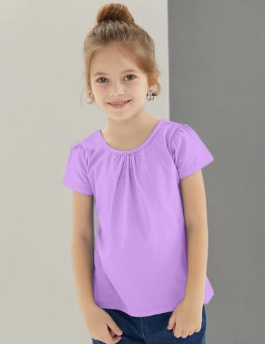 Image of Noomelfish Girls Criss Cross Back T-Shirts Short Puff Sleeve Tee Tops (5-12 Years)