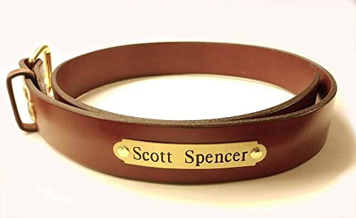 Equestrian Leather Rider's Belt 1 1/2 inch with or without Custom Engraved Solid Brass Plate(s)4