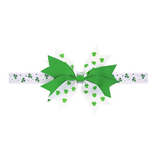 St Patricks Day Baby Girls Ribbon Hairbow Hairband Green Clover Hairpins JHSP022