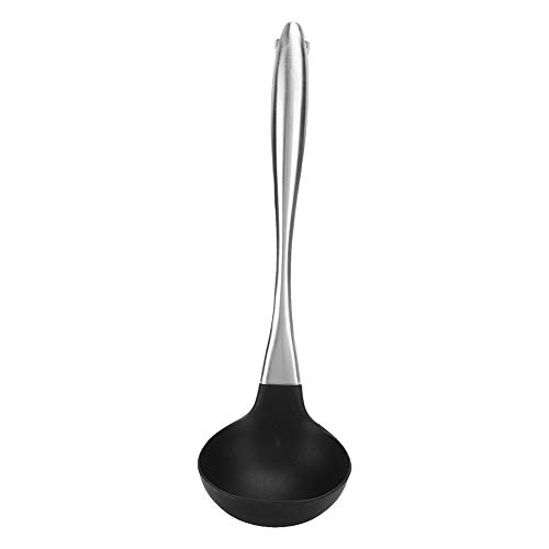 Sunicon Stainless Steel Cooking Utensil, Stainless Steel Handle Silicone Cooking Spoon Scoop Soup Ladle Kitchenware Kitchen Tool Metal Kitchen Accessories Easy to Clean