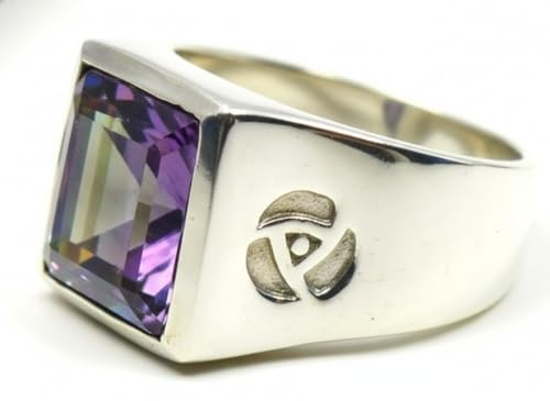 Image of Choose Your Color Mens Bold Ring 925 Sterling Silver Gemstone Wedding Engagement Statement Ring Birthstone Solitaire Jewellery Ring Sizes 4, 5, 6, 7, 8, 9, 10, 11, 12, 13,