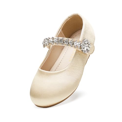 Image of PHIRAMIN Toddler Flower Girl Glitter Dress Shoes Little Girl Ballet Flats Bow Wedding Party