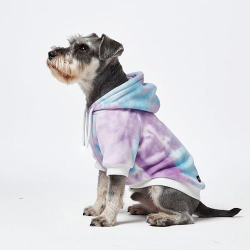 Image of Spark Paws Dog Hoodie - Premium Dog Sweater for Small, Medium, and Large Dogs | Warm Outfits for French Bulldogs, Pitbull, Puppy, Winter Jacket Alternative - 90s Retro Sky Dye - M