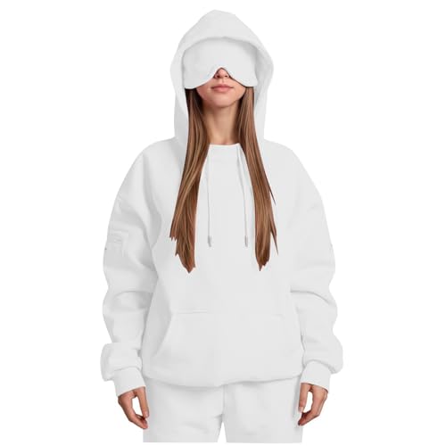 Hoodies for Women UK Travel Hoodie with Eye Mask Sweatshirts