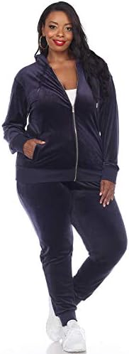 white mark Women's Plus Size 2-Piece Velour Tracksuit Jogger Outfit Activewear Set