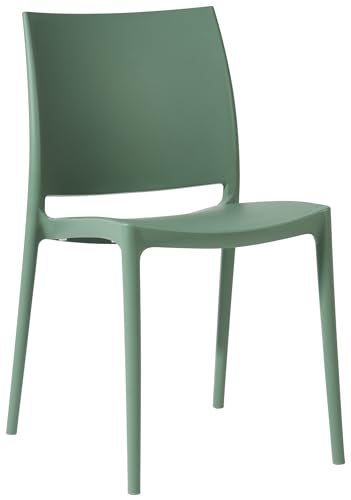 CLP Gartenstuhl Meton, Pflegeleichter Stapelstuhl aus Kunststoff, wetterfest und UV-beständig, belastbar bis 150 kg, Farbe:Oliv