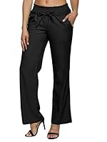PATRORNA Womens Plus Size Relaxed Fit Paperbag Culottes Trousers (PT8A31_Black_5XL)