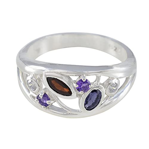 Bague en argent sterling 925 d'exception et pierres multi-formes