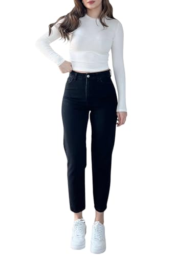 Straight Leg Jeans for Women Trendy High Waisted Stretch Ankle Denim Pants4