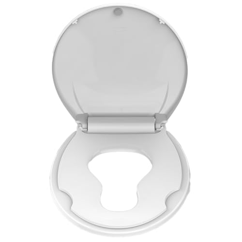 Potty Training Seat Built-In Toilet Seat, Round Toilet Seat 17 Inch with Baby Seat, 2 In 1 Soft Close Quiet No Slapping, Magnetic Absorption, Easy Installation for Bottom Fixing Toilet
