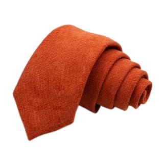 DB Dickie Bow Men's Luxury Cotton Blend Skinny Neck Tie (Rust Burnt Orange) - suitable for formalwear, office, weddings, parties, grooms & groomsmen outfits