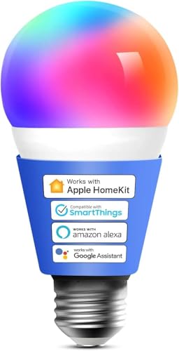 meross Smart LED Light Bulb, Smart WiFi LED Bulbs Compatible with Apple HomeKit, Siri, Alexa,Google Home & SmartThings, Dimmable E26 Multicolor 2700K-6500K RGBWW, 900 Lumens 60W Equivalent, 1 Pack
