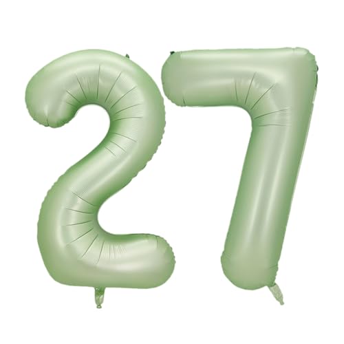Guoguonb 40 Zoll Zahl 27. Geburtstag Deko Riesen Aufblasbar Helium Folienballon Nummer 27 Luftballons Personalisiertes Design Ballon für Gedenktag Geburtstag Dekoration (Wassermelone Grün)