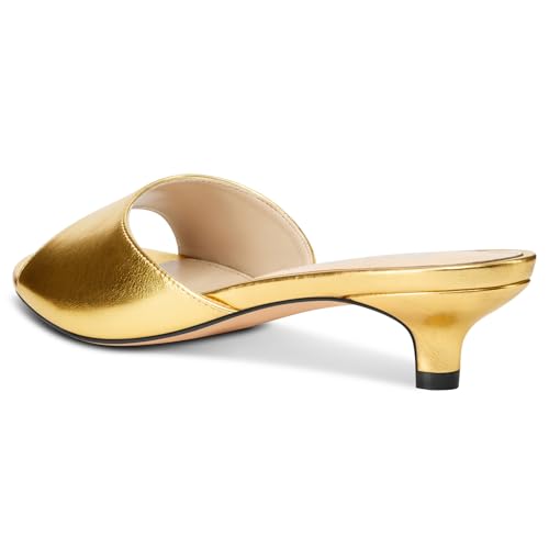 Image of TNYNFBEB Womens Low Kitten Heel Open Toe Sandals Mules Shoes Slingback Prom Party Dress Summer 1.4 Inches Heels