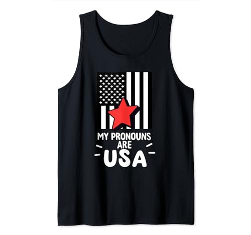 Rétro My Pronouns Are USA 4th of July Proud American Flag Débardeur