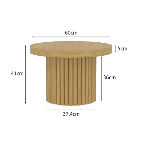 Timechee ローテーブル 円形 60cm センターテーブル 北欧風 木目調 ラウンド コーヒーテーブル 高さ41cm 組立簡単 コンパクト おしゃれ リビング 一人暮らし ナチュラル