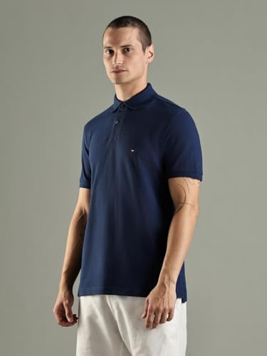Image of Tommy Hilfiger Solid Regular fit Cotton Polo t-Shirt