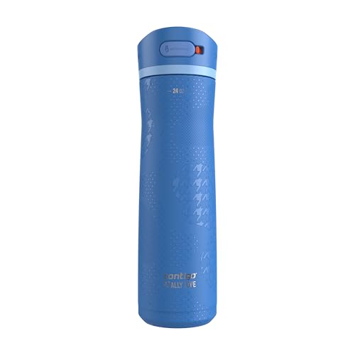 Image of Contigo x Ally Love Ashland Chill 2.0, Stainless Steel, Spill Proof Water Bottle with AutoPop Easy Lean Lid, BPA Free, 24oz, Stellar Jay