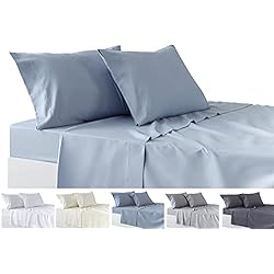 Venca Sabanas Todocama – Juego de Sábanas de 4 Piezas – Sábana Bajera Ajustable – Encimera - Dos Fundas de Almohada de 50x80cm. (Cama 135-135x190/200 cm, Azul Claro)