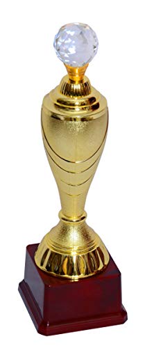 Image of Crystal Globe Trophies Shield for Winners Party Celebrations Ceremony Appreciation Gift for Winners Gold /Brown Cup Trophy Award for School Sport Academy for Teachers and Students