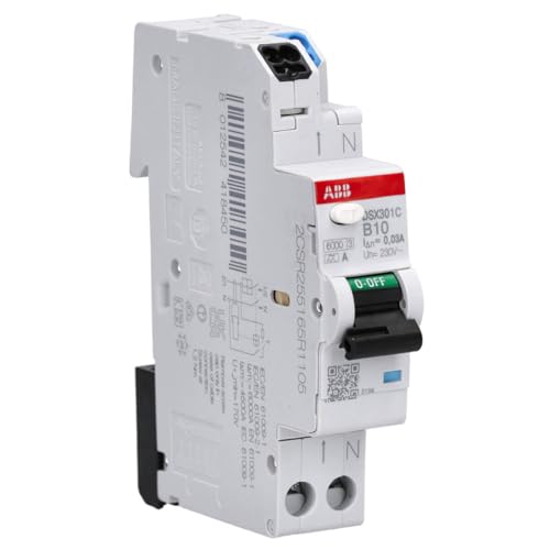 ABB DSX301C B10 A30 FI/LS-Schalter 1 TE 6kA, 1P+N, Typ A, B10, 30mA FlexLine Push-in Technologie 2CSR255165R1105