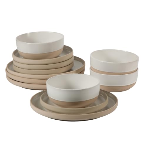 Image of Gibson Home Plates and Bowls Set, 12 Piece Dinnerware Set for 4, White