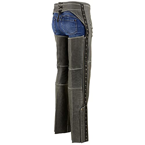 Milwaukee Leather Mll6536 Women's Distressed Grey 'Elegant' Leather Motorcycle Chaps - Medium #TOP7