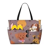 Hnnkloy Hundemuster,Große Strandtasche, Reisetasche, Schultertasche für Damen – wasserdichte Tragetasche
