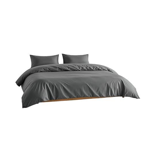 Image of Italic Luxe 100% Australian Cotton Bedding Bundle - Full Size 400 Thread Count - Soft, Durable & Silky - Includes Fitted Sheet, Flat Sheet & Pillowcases (Charcoal)