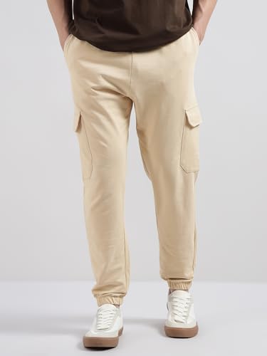 Image of Veirdo 100% Pure Cotton Regular Fit Mid Rise Trackpants with Side Pocket for Men & Boys