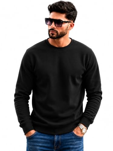 Image of Mack Jonney Men's Solid Winter Sweatshirt|Soft Fleece Fabric Full Sleeve Round Neck Sweatshirt|Stylish Casual Wear for Men-mj-281