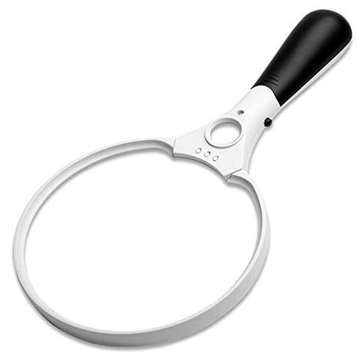 3 LED Lights 3 Lens(2X 4X 25X) Magnifier Jumbo Handheld Magnifying Glass,Adult Children Seniors Reading Magnifier for Books, Newspapers, Maps, Coins, Jewelry, Hobbies & Crafts(XXL)