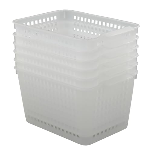 Qskely Clear Plastic Storage Bins/Basket Organizer for Home Bathroom Kitchen,