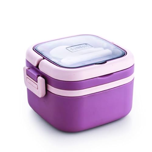 Image of Ganesh 1 Compartment Cubex Insulated Food Container with Attractive Spoon - Airtight Leak-Proof Lunch Box for Office, School, Picnic 380ml - Peach
