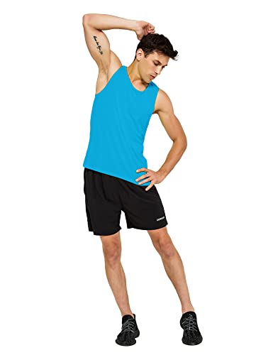 Image of DEMOZU Men's Neon Running Athletic Workout Tank Top Quick Dry Swim Beach Pool Gym Tank Top Sleeveless Muscle Shirts