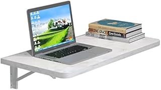 Pmnianhua Folding Wall Mounted Drop-Leaf Table, Floating Laptop Desk Fold-Down Workstations Foldable Children Computer Desk, Folding Study Desk in Home Office, Kitchen for Space Saving (grey-white)