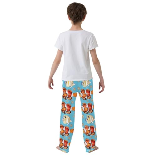 ZZKKO Yellow Red Fish Starfish Marine Boys Pants for Kids Jogger Pants with Pockets S-XL3